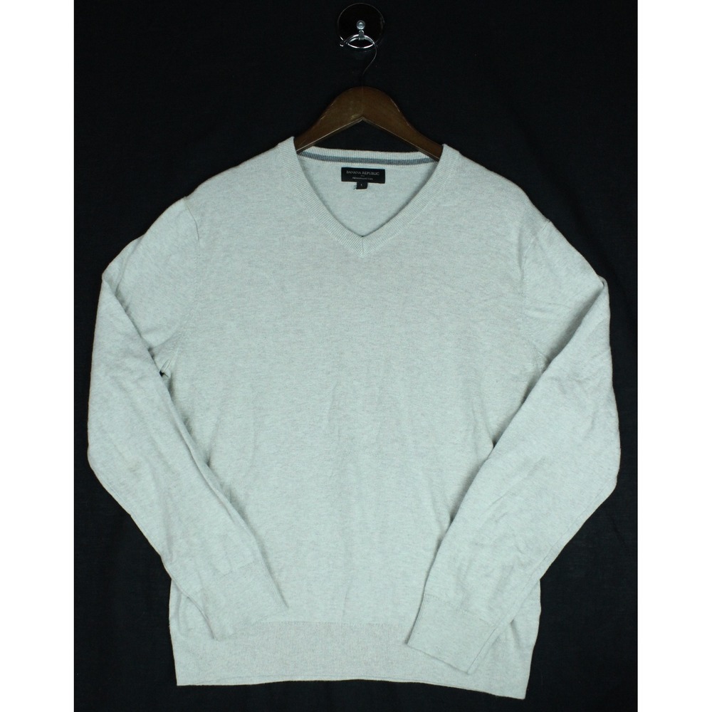 Banana Republic Mens V-Neck Sweater Large Silk Cashmere Quiet Luxury Minimalist